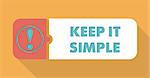 Keep It Simple Button in Flat Design with Long Shadows on Blue Background.