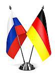 Russia and Federal Republic of Germany - Miniature Flags Isolated on White Background.