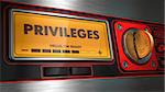 Privileges - Inscription on Display of Vending Machine.