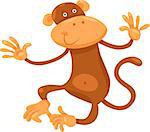 Cartoon Illustration of Cute Monkey Primate Animal