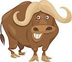 Cartoon Illustration of Funny African Buffalo Animal Character
