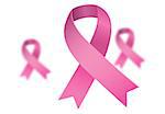 Pink breast cancer awareness ribbons on white background