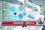 Digital composite of Ebola news flash with medical imagery