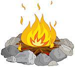 Illustration of flame into fire pit