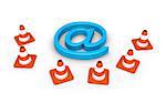 E-mail symbol is behind some traffic cones