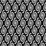Design seamless monochrome vortex twisting pattern. Abstract decorative striped textured background. Vector art