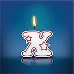 Candle letter x with flame - eps 10 vector illustration