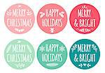 Teal and coral Christmas labels for cards, stickers, gift tags, set of vector design elements