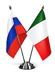 Italy and Russia - Miniature Flags Isolated on White Background.
