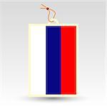 vector simple russian price tag - symbol of made in russia - label with string - national flag pattern