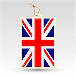 vector simple british price tag - symbol of made in united kingdom of great britain - uk - english label with string - national flag of england