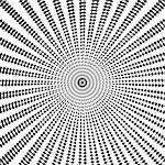 Design monochrome circle movement illusion background. Abstract strip geometric backdrop. Spider web texture. Vector-art illustration