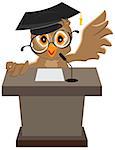 Owl speaker said on the podium. Illustration in vector format