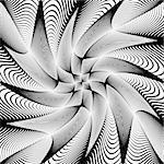 Design monochrome swirl movement illusion background. Abstract striped distortion geometric backdrop. Vector-art illustration. No gradient
