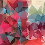 vector polygonal background with irregular tessellations pattern - triangular design in red and blue colors - strawberry