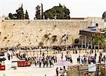 Jerusalem , Israel - : Beautiful photo at the Wailing Wall in the Old City of Jerusalem. The most holy place for Jews in the world . Many pilgrims can be seen on the photo. Israel.