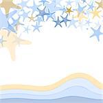 Colorful sea starfish illustration over white background