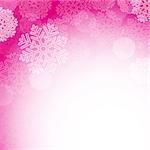 Abstract pink christmas background with snowflakes