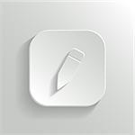 Pencil icon - vector white app button with shadow