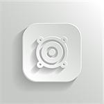 Audio speaker icon - vector white app button with shadow