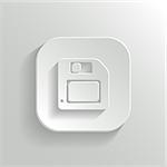 Floppy diskette icon - vector white app button with shadow