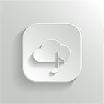 Cloud icon - vector white app button with shadow