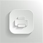 Printer icon - vector white app button with shadow