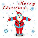 Marry Christmas with happy Santa Claus, hand drawing cartoon vector greeting card