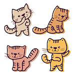 Vector set - funny cartoon kittens.