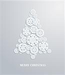 Christmas tree made of paper snowflakes. Vector illustration.