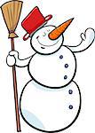 Cartoon Illustration of Funny Snowman Fantasy Character