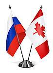 Canada and Russia - Miniature Flags Isolated on White Background.