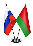 Belarus and Russia - Miniature Flags Isolated on White Background.