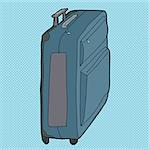 Side view of hand drawn blue suitcase cartoon