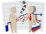 France sanctions against Russia. Illustration in vector format