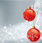 Christmas Background with baubles and snowflakes