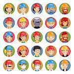 Builders Cartoon Characters Icons Set1.3. In the EPS file, each element is grouped separately. Clipping paths included in additional jpg format.