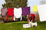 Woman hanging laundry