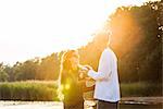 Young couple with football