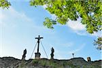 Cross on Summit with Holy Figures, Danzwiesen, Milseburg, Rhon Mountain Range, Hesse, Germany