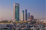 View of Marina and city skyline, Abu Dhabi, United Arab Emirates, Middle East