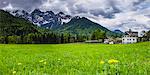 House below the Juilan Alps just outside Kranjska Gora, Triglav National Park, Upper Carniola, Slovenia, Europe