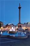 Trafalgar Square with Nelson's Column and fountain, London, England, United Kingdom, Europe