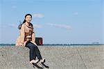 Japanese woman near the sea