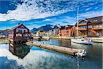 Scenic view of village and harbour, Kablevag, Vagan, Austvagoya, Loften, Nordland, Northern Norway, Norway