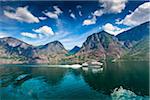 Scenic view of ferry on the Sognefjord, Sogn og Fjordane, Western Norway, Norway