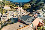Aerial view of Vernazza - small italian town in the province of La Spezia, Liguria, northwestern Italy.