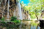 Beautiful waterfall in the Plitvice Lakes National Park in Croatia