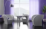 dining table in modern cafe 3d image