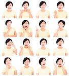 asian young woman making different facial expressions